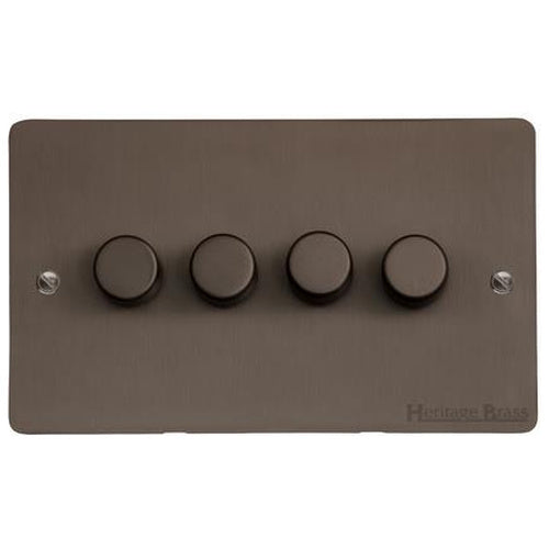 Stylist Bronze Flat Plate Range Switches & Sockets, L09 - 4G Multi Location Primary Dimmer by Heritage Brass By M-Marcus