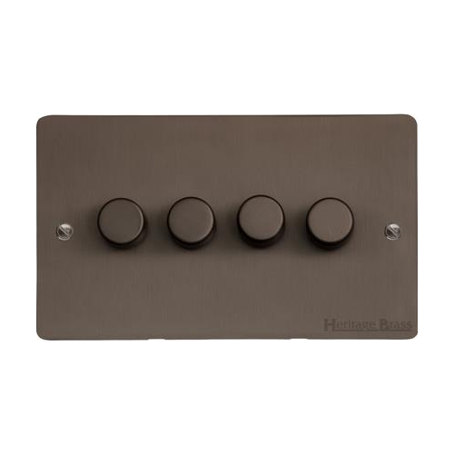 Stylist Bronze Flat Plate Range Switches & Sockets, L09 - 4G Multi Location Secondary Dimmer by Heritage Brass By M-Marcus
