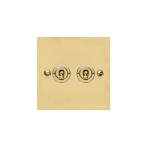Richmond Elite Range Polished Brass Switches & Sockets, LP1 - 2 Gang Toggle Switch by Heritage Brass By M-Marcus