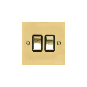 Richmond Elite Range Polished Brass Switches & Sockets, LP1 - 2 Gang Rocker Switch by Heritage Brass By M-Marcus