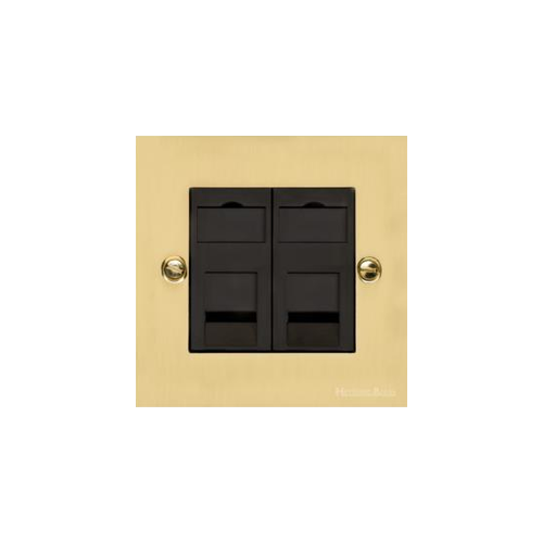 Richmond Elite Range Polished Brass Switches & Sockets, LP1 - 2 Gang RJ45 by Heritage Brass By M-Marcus