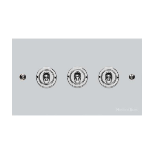 Richmond Elite Range Polished Chrome Switches & Sockets, LP2 - 3 Gang Toggle Switch by Heritage Brass By M-Marcus
