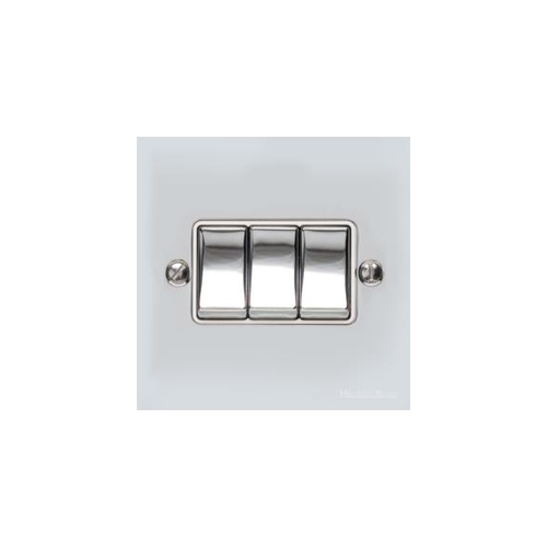 Richmond Elite Range Polished Chrome Switches & Sockets, LP2 - 3 Gang Rocker Switch by Heritage Brass By M-Marcus
