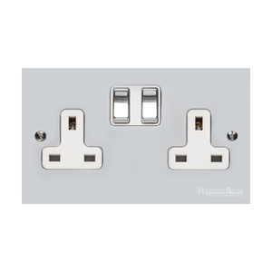 Richmond Elite Range Polished Chrome Switches & Sockets, LP2 - Double Socket (13 Amp) by Heritage Brass By M-Marcus