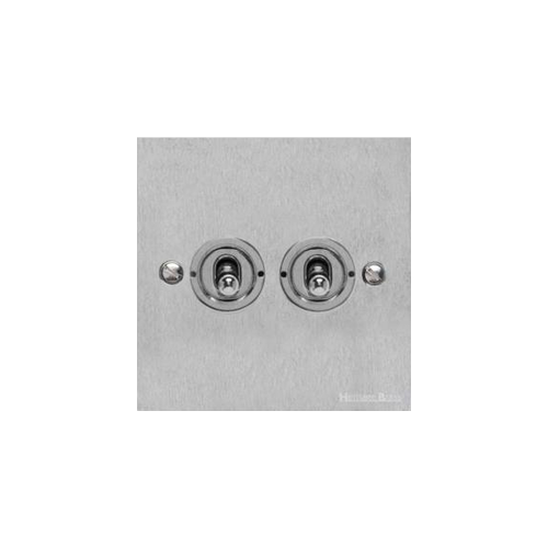 Richmond Elite Range Satin Chrome Switches & Sockets, LP3 - 2 Gang Toggle Switch by Heritage Brass By M-Marcus