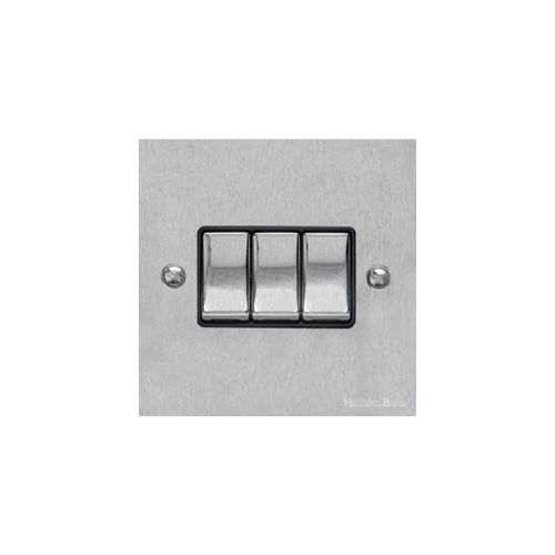 Richmond Elite Range Satin Chrome Switches & Sockets, LP3 - 3 Gang Rocker Switch by Heritage Brass By M-Marcus