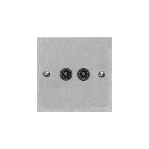Richmond Elite Range Satin Chrome Switches & Sockets, LP3 - 2 Gang TV Coaxial Socket by Heritage Brass By M-Marcus