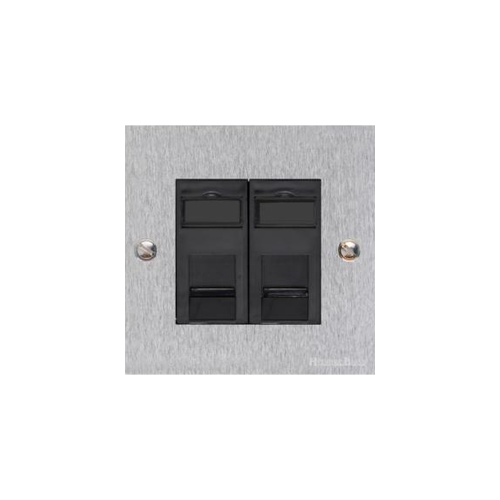 Richmond Elite Range Satin Chrome Switches & Sockets, LP3 - 2 Gang CAT6 by Heritage Brass By M-Marcus
