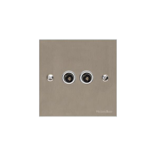 Richmond Elite Range Satin Nickel Switches & Sockets, LP5 - 2 Gang TV Coaxial Socket by Heritage Brass By M-Marcus