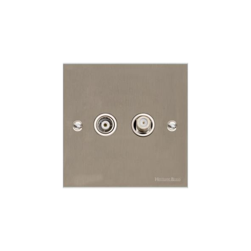 Richmond Elite Range Satin Nickel Switches & Sockets, LP5 - TV/Satellite Socket by Heritage Brass By M-Marcus