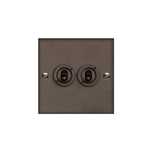 Richmond Elite Range Matt Bronze Switches & Sockets, LP9 - 2 Gang Toggle Switch by Heritage Brass By M-Marcus