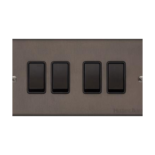 Richmond Elite Range Matt Bronze Switches & Sockets, LP9 - 4 Gang Rocker Switch by Heritage Brass By M-Marcus