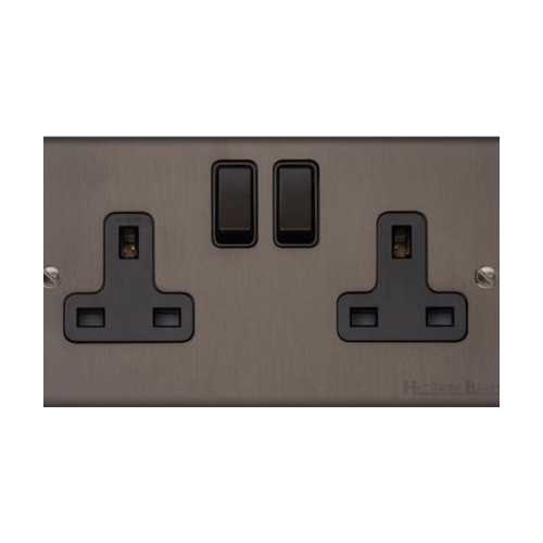 Richmond Elite Range Matt Bronze Switches & Sockets, LP9 - Double Socket (13 Amp) by Heritage Brass By M-Marcus