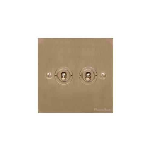 Richmond Elite Range Antique Brass Switches & Sockets, LP91 - 2 Gang Toggle Switch by Heritage Brass By M-Marcus
