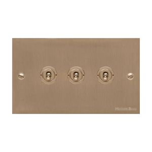 Richmond Elite Range Antique Brass Switches & Sockets, LP91 - 3 Gang Toggle Switch by Heritage Brass By M-Marcus