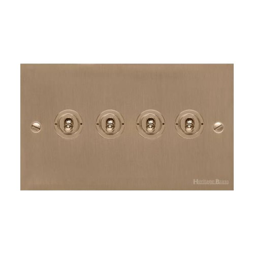 Richmond Elite Range Antique Brass Switches & Sockets, LP91 - 4 Gang Toggle Switch by Heritage Brass By M-Marcus
