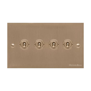 Richmond Elite Range Antique Brass Switches & Sockets, LP91 - 4 Gang Toggle Switch by Heritage Brass By M-Marcus