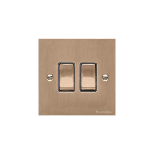 Richmond Elite Range Antique Brass Switches & Sockets, LP91 - 2 Gang Rocker Switch by Heritage Brass By M-Marcus