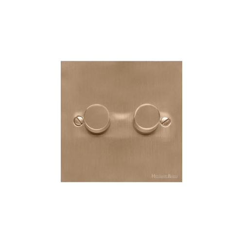 Richmond Elite Range Antique Brass Switches & Sockets, LP91 - 2 Gang Dimmer 400 watts (Compatible with halogen/ incandescent bulbs) by Heritage Brass By M-Marcus