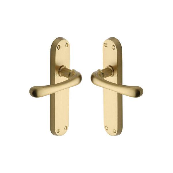 Luna Door Handle on Plate by M Marcus - Heritage Brass