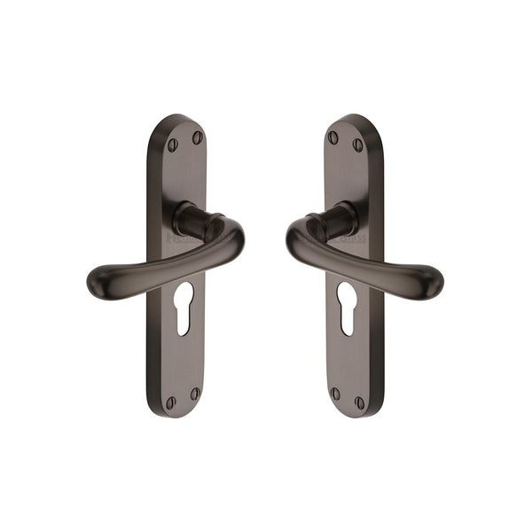 Luna Door Handle on Plate by M Marcus - Heritage Brass