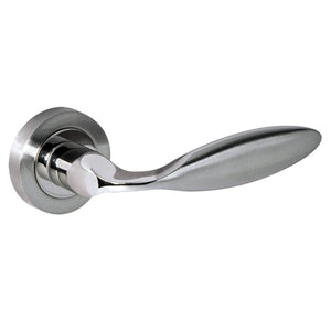 Mediterranean Ibiza Lever Door Handle on Round Rose - Satin Nickel/Polished Nickel - Default