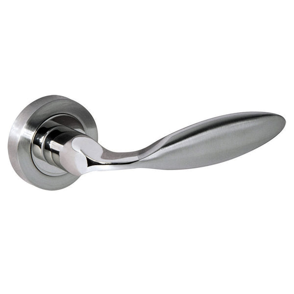 Mediterranean Ibiza Lever Door Handle on Round Rose - Satin Nickel/Polished Nickel - Default