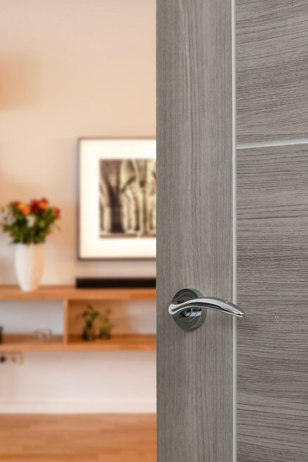 Mediterranean Ancon Lever Door Handle on Round Rose - additional image