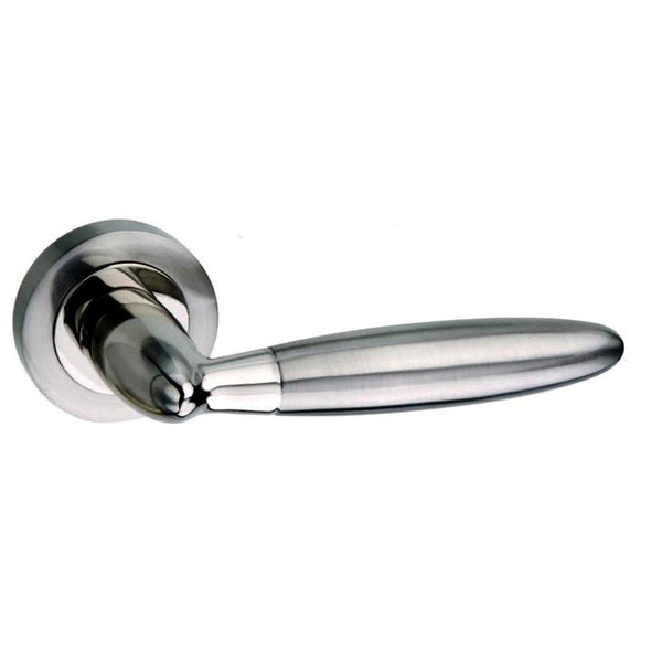 Mediterranean Gibraltar Lever Door Handle on Round Rose by Atlantic Hardware