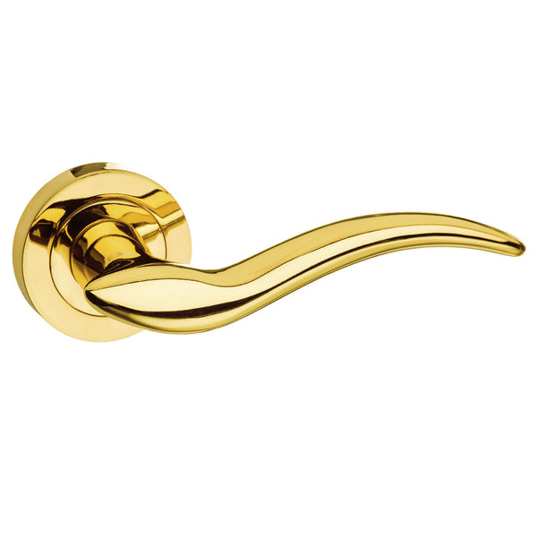 Mediterranean Barcelona Lever Door Handle on Round Rose by Atlantic Hardware