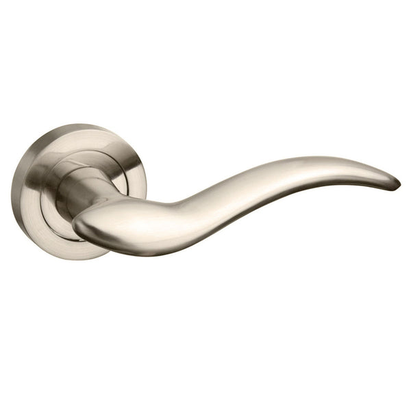 Mediterranean Barcelona Lever Door Handle on Round Rose by Atlantic Hardware