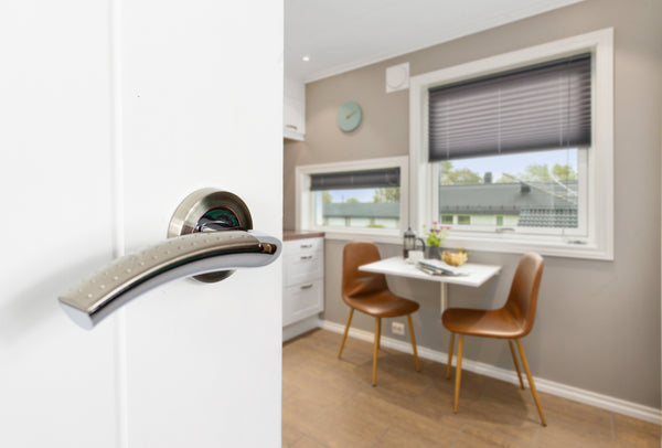 Mediterranean Monaco Lever Door Handle on Round Rose - additional image