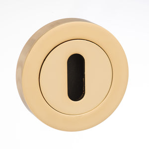 Mediterranean Key Escutcheons on Round Rose by Atlantic Hardware