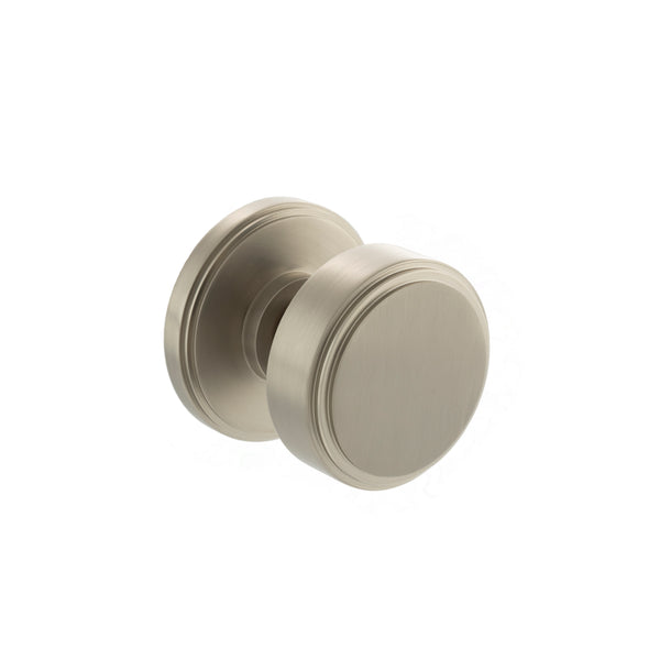 Millhouse Brass Boulton Brass Stepped Mortice Knob on Concealed Fix Rose - Satin Nickel - Default