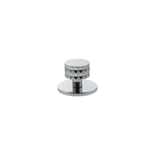Millhouse Brass Chrysler Diamond Round Cabinet Knob Handle on Backplate by Atlantic Hardware