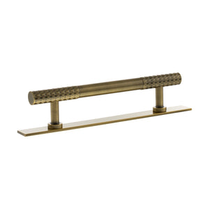 Millhouse Brass Chrysler Diamond T-Bar Cabinet Pull Handle on Backplate 128mm by Atlantic Hardware