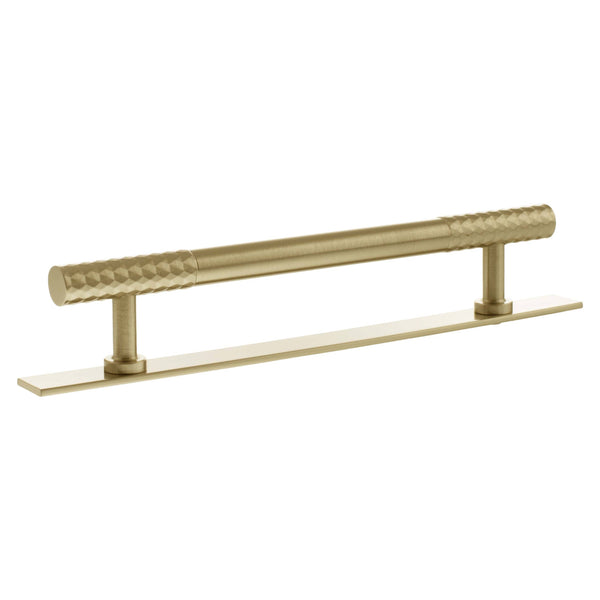 Millhouse Brass Chrysler Diamond T-Bar Cabinet Pull Handle on Backplate 160mm by Atlantic Hardware