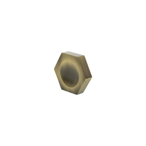 Millhouse Brass Pennington Hexagonal Finger Pull Cabinet Knob Handle by Atlantic Hardware