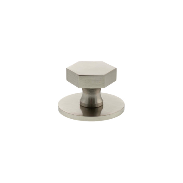 Millhouse Brass Pennington Hexagonal Cabinet Knob Handle on Backplate by Atlantic Hardware