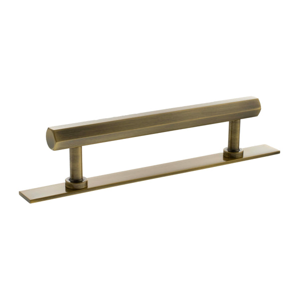 Millhouse Brass Pennington Hexagonal T-Bar Cabinet Pull Handle on Backplate 128mm by Atlantic Hardware