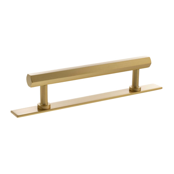 Millhouse Brass Pennington Hexagonal T-Bar Cabinet Pull Handle on Backplate 128mm by Atlantic Hardware