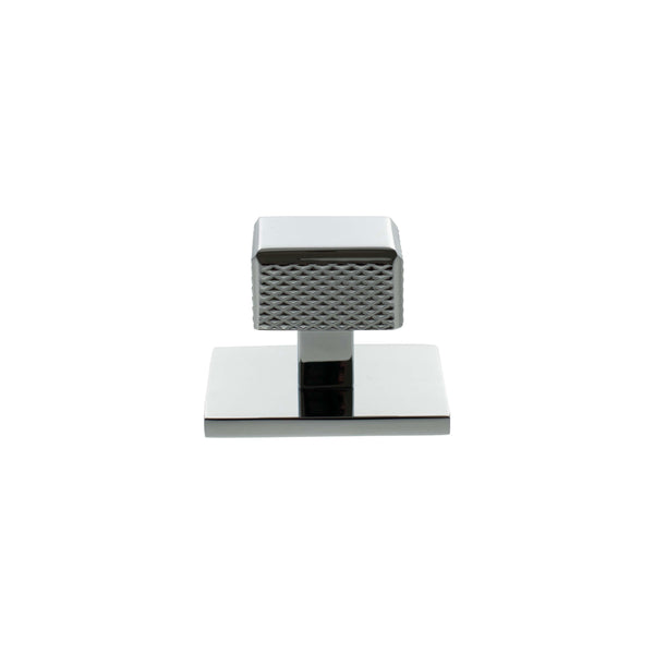 Millhouse Brass Eiffel Knurled Square Cabinet Knob Handle on Backplate by Atlantic Hardware
