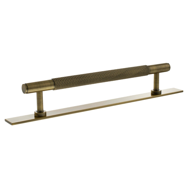 Millhouse Brass Eiffel Knurled T-Bar Cabinet Pull Handle on Backplate 160mm by Atlantic Hardware