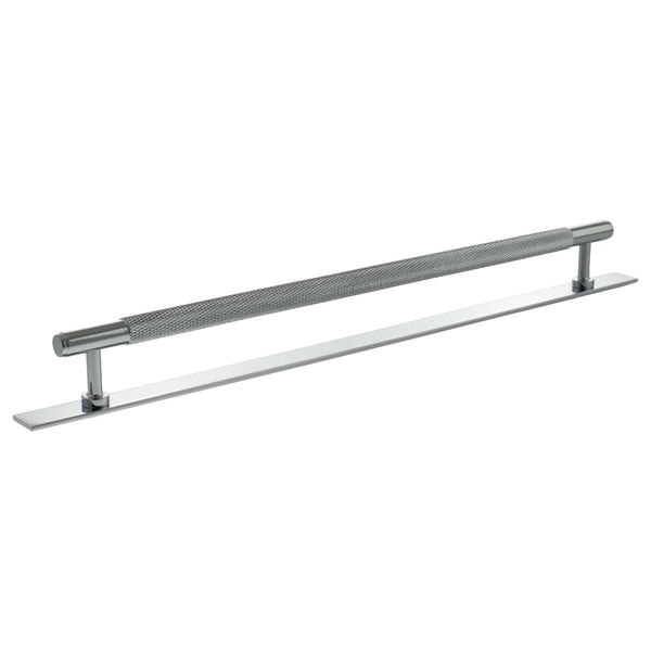 Millhouse Brass Eiffel Knurled T-Bar Cabinet Pull Handle on Backplate 320mm by Atlantic Hardware