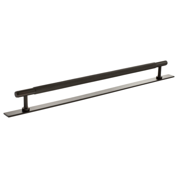 Millhouse Brass Eiffel Knurled T-Bar Cabinet Pull Handle on Backplate 320mm by Atlantic Hardware