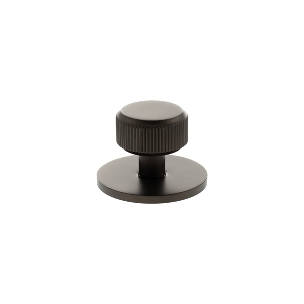 Millhouse Brass Battersea Linear Round Cabinet Knob Handle on Backplate by Atlantic Hardware