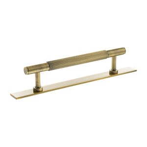 Millhouse Brass Battersea Linear T-Bar Cabinet Pull Handle on Backplate 128mm by Atlantic Hardware