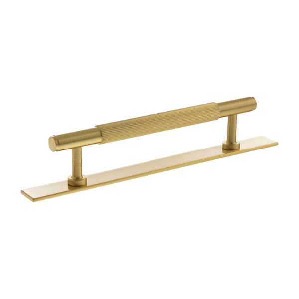 Millhouse Brass Battersea Linear T-Bar Cabinet Pull Handle on Backplate 128mm by Atlantic Hardware