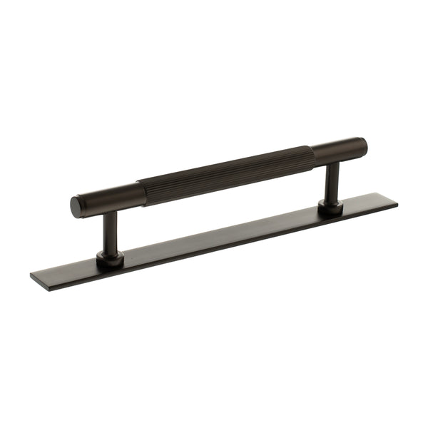 Millhouse Brass Battersea Linear T-Bar Cabinet Pull Handle on Backplate 128mm by Atlantic Hardware