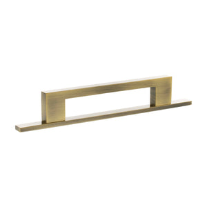 Millhouse Brass Empire Slim Cabinet Pull Handle on Backplate 128mm by Atlantic Hardware